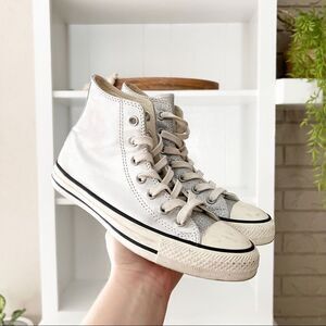 Converse Metallic Silver Glitter High Top Lace Up Sneakers